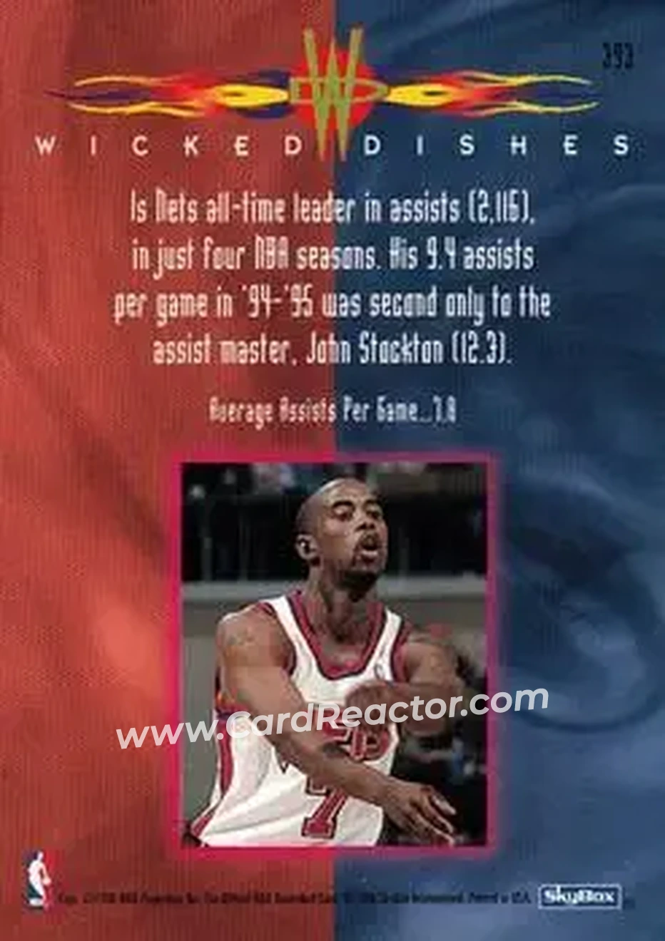 1995-96 Hoops #393 - Kenny Anderson - New Jersey Nets - Back