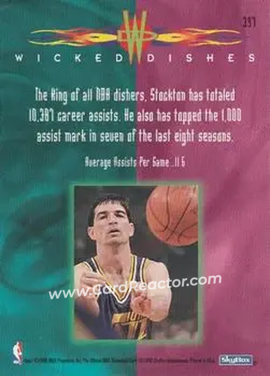 1995-96 Hoops #397 - John Stockton - Utah Jazz - Back