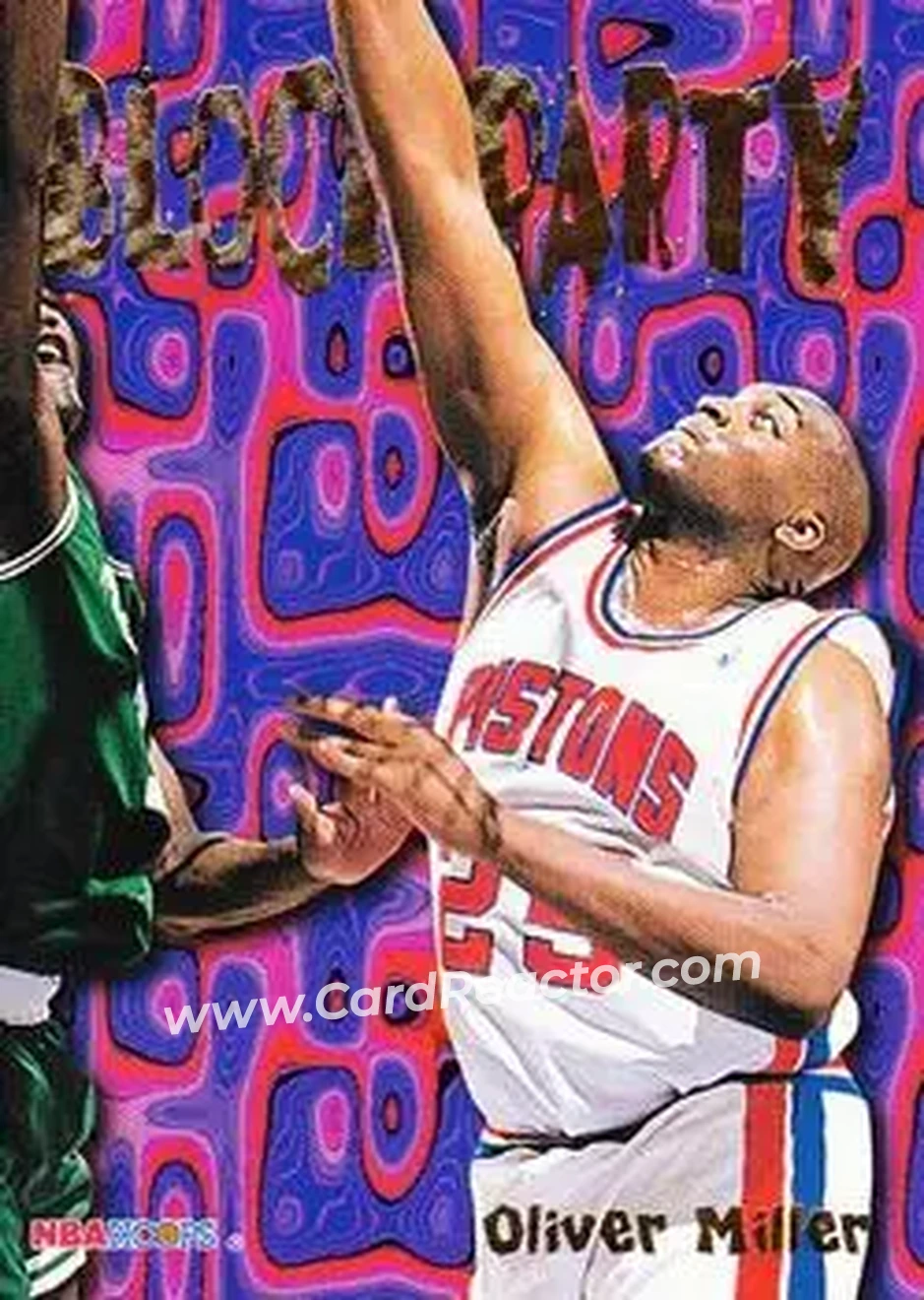 1995-96 Hoops - Block Party #1 - Oliver Miller - Detroit Pistons - Front