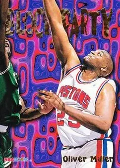 1995-96 Hoops - Block Party #1 - Oliver Miller - Detroit Pistons