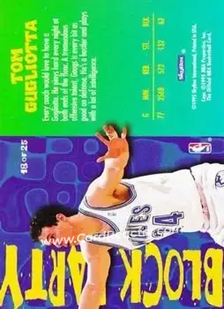 1995-96 Hoops - Block Party #18 - Tom Gugliotta - Minnesota Timberwolves - Back