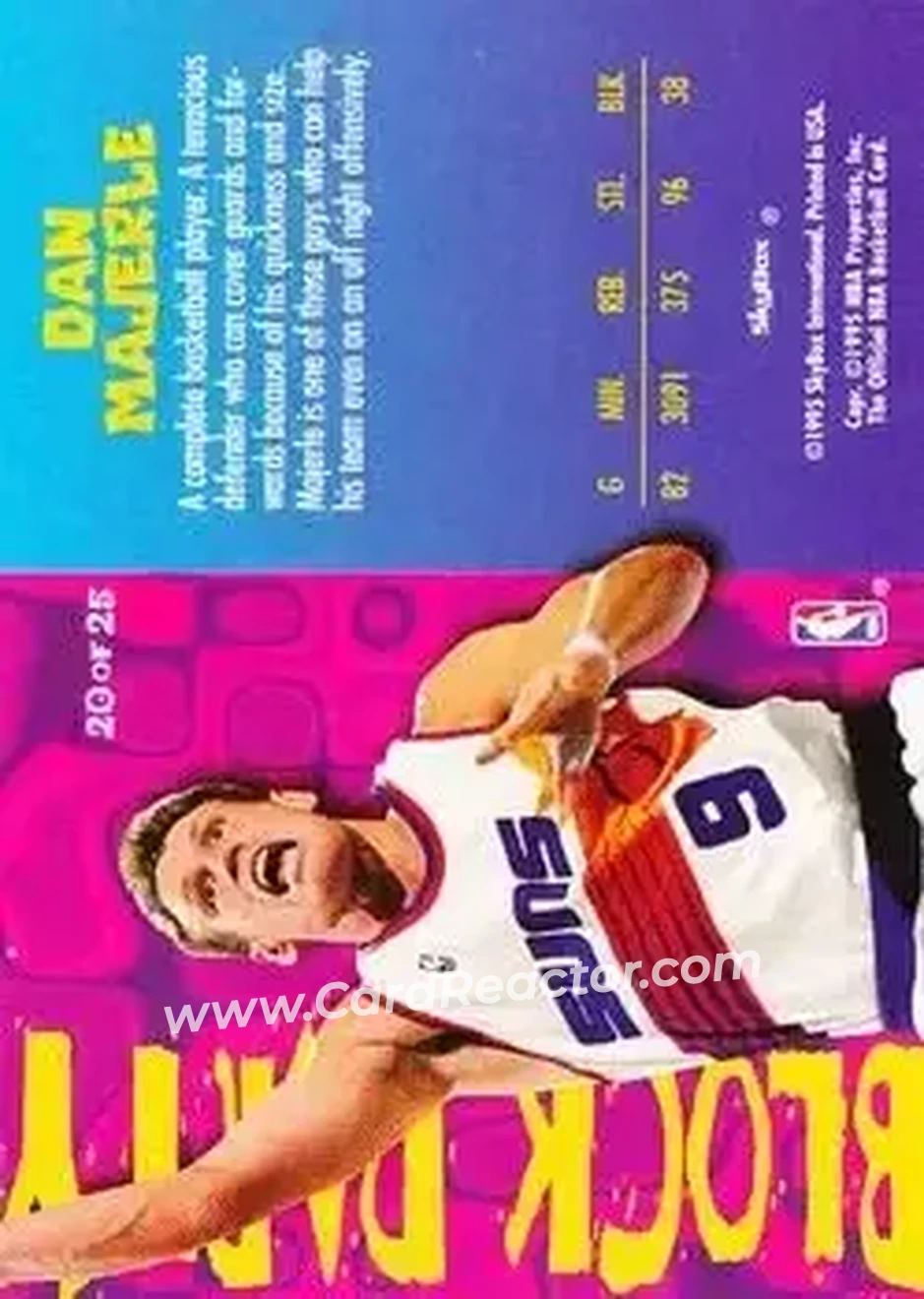 1995-96 Hoops - Block Party #20 - Dan Majerle - Phoenix Suns - Back