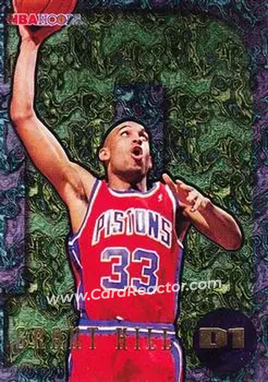 1995-96 Hoops - Grant Hill Dunks #D1 - Grant Hill - Detroit Pistons - Front