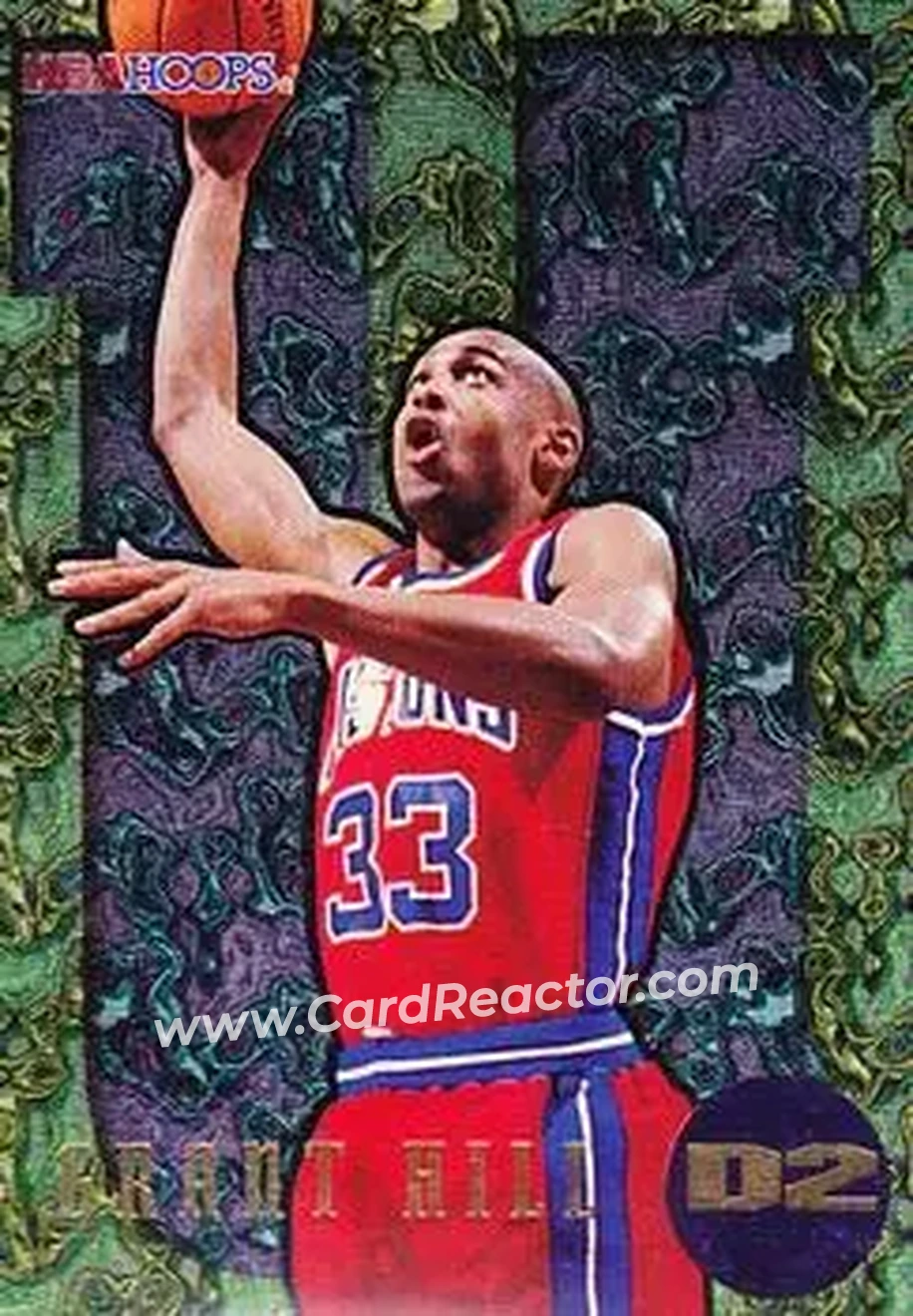 1995-96 Hoops - Grant Hill Dunks #D2 - Grant Hill - Detroit Pistons - Front