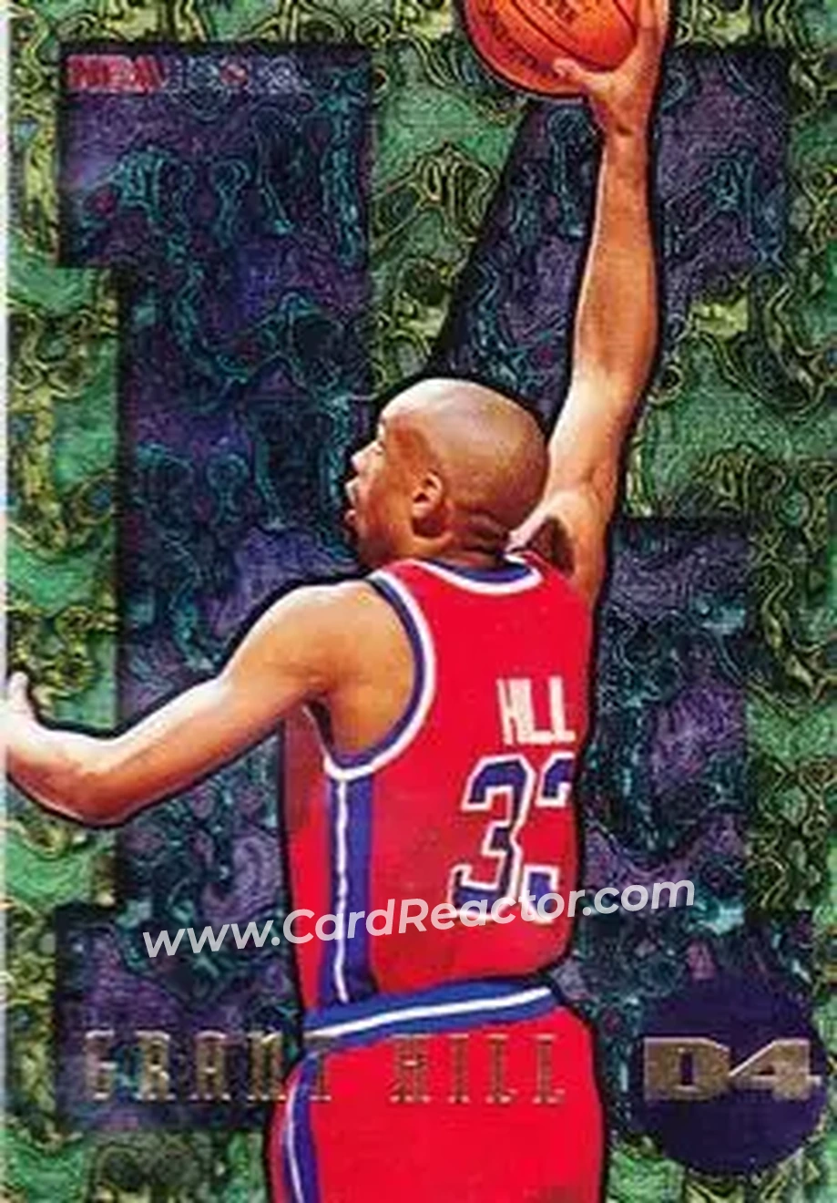 1995-96 Hoops - Grant Hill Dunks #D4 - Grant Hill - Detroit Pistons - Front