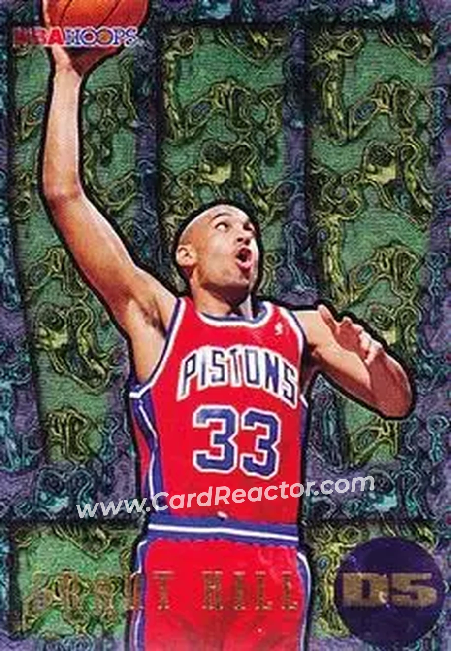 1995-96 Hoops - Grant Hill Dunks #D5 - Grant Hill - Detroit Pistons - Front