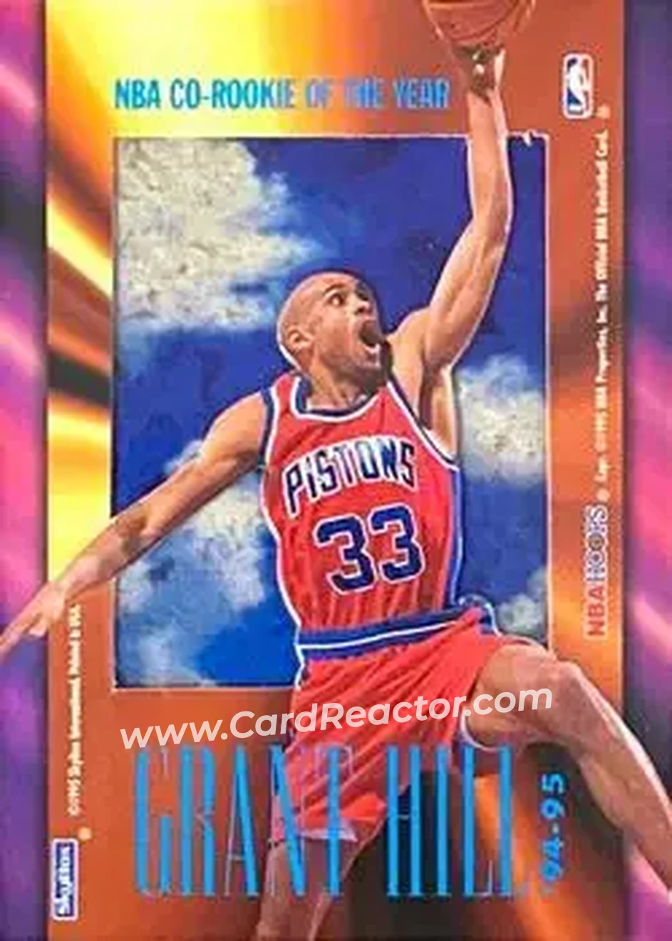 1995-96 Hoops - Grant Hill NBA Co-Rookie of the Year Tribute #NNO - Grant Hill - Detroit Pistons - Back