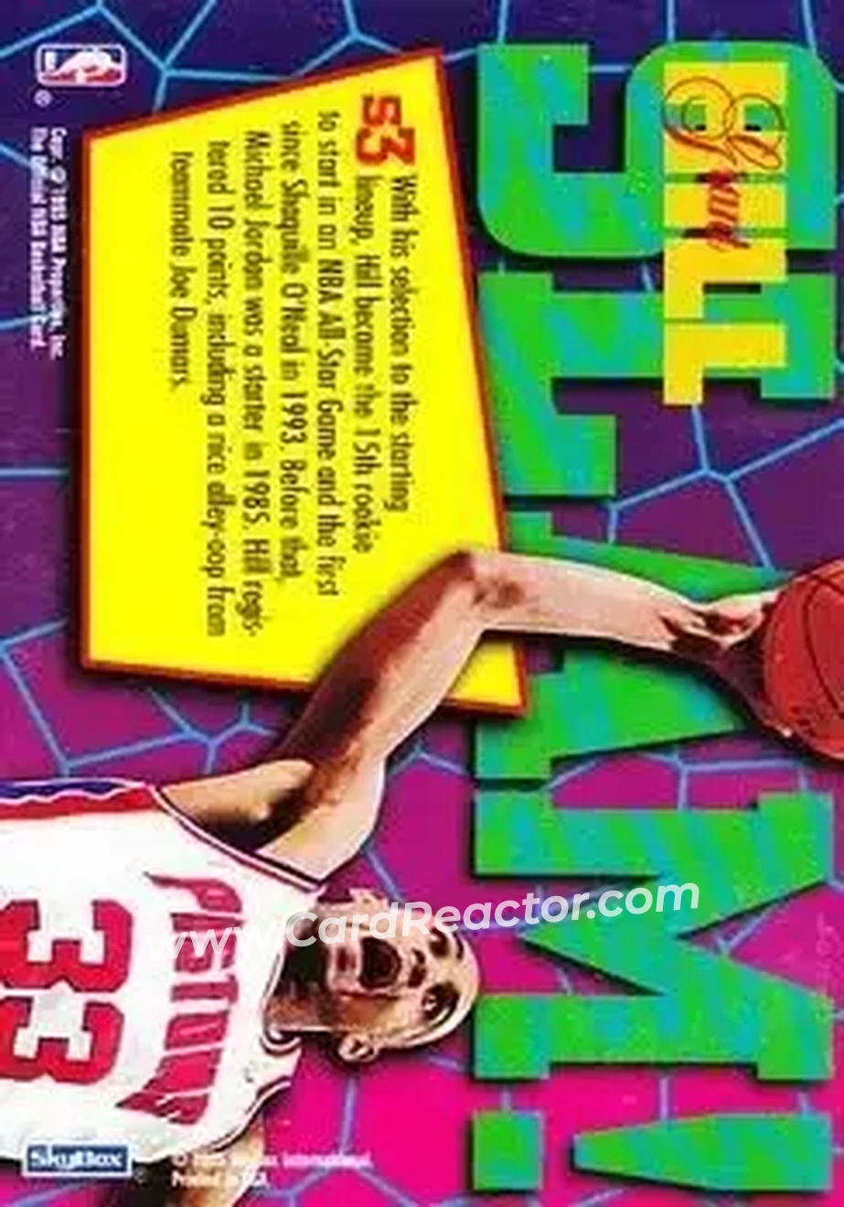 1995-96 Hoops - Grant Hill Slams #S3 - Grant Hill - Detroit Pistons - Back