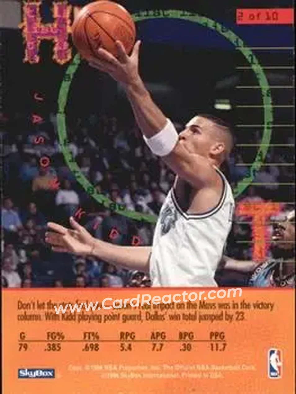 1995-96 Hoops - Hot List #2 - Jason Kidd - Dallas Mavericks - Back