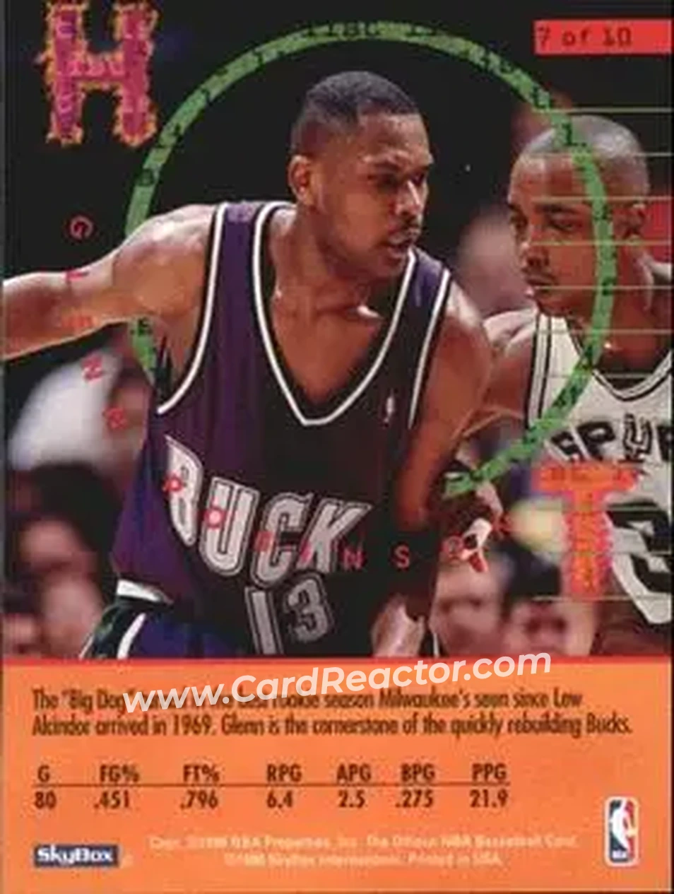 1995-96 Hoops - Hot List #7 - Glenn Robinson - Milwaukee Bucks - Back