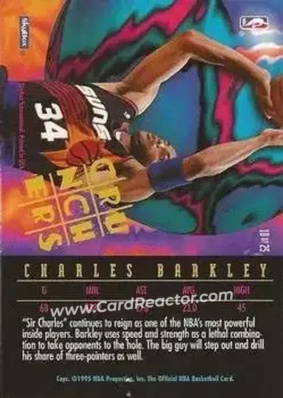 1995-96 Hoops - Number Crunchers #10 - Charles Barkley - Phoenix Suns - Back