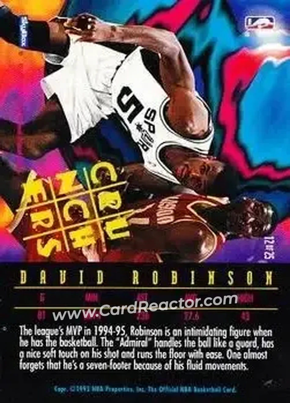 1995-96 Hoops - Number Crunchers #12 - David Robinson - San Antonio Spurs - Back