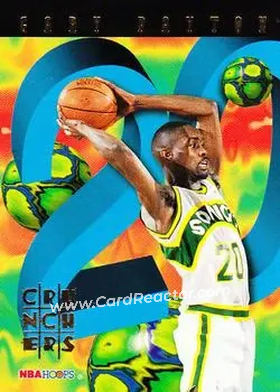 1995-96 Hoops - Number Crunchers #13 - Gary Payton - Seattle SuperSonics - Front