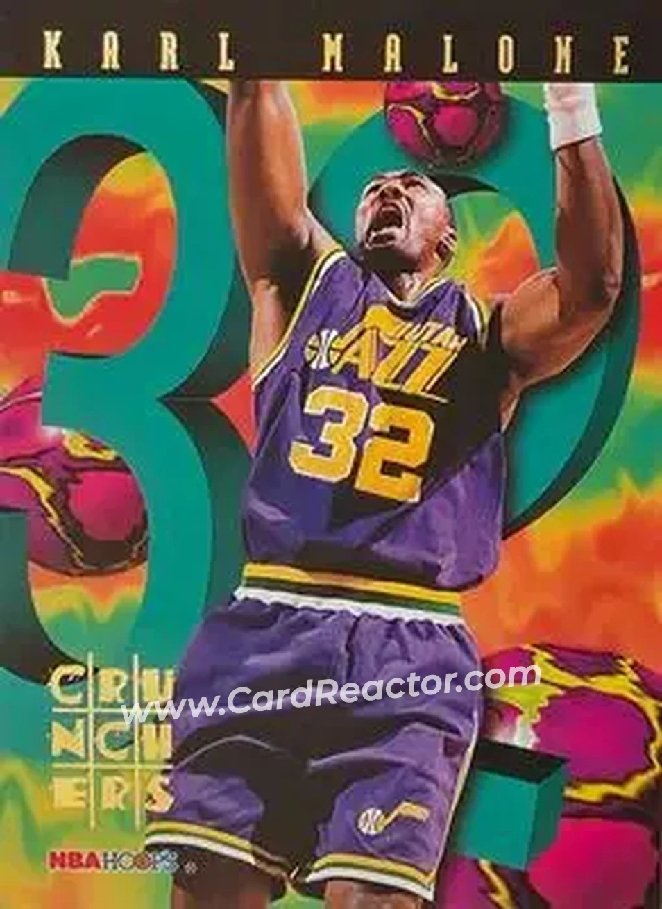 1995-96 Hoops - Number Crunchers #17 - Karl Malone - Utah Jazz - Front