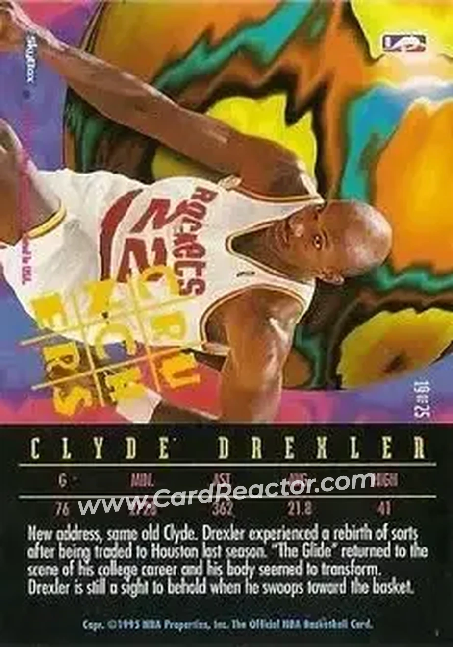 1995-96 Hoops - Number Crunchers #19 - Clyde Drexler - Houston Rockets - Back