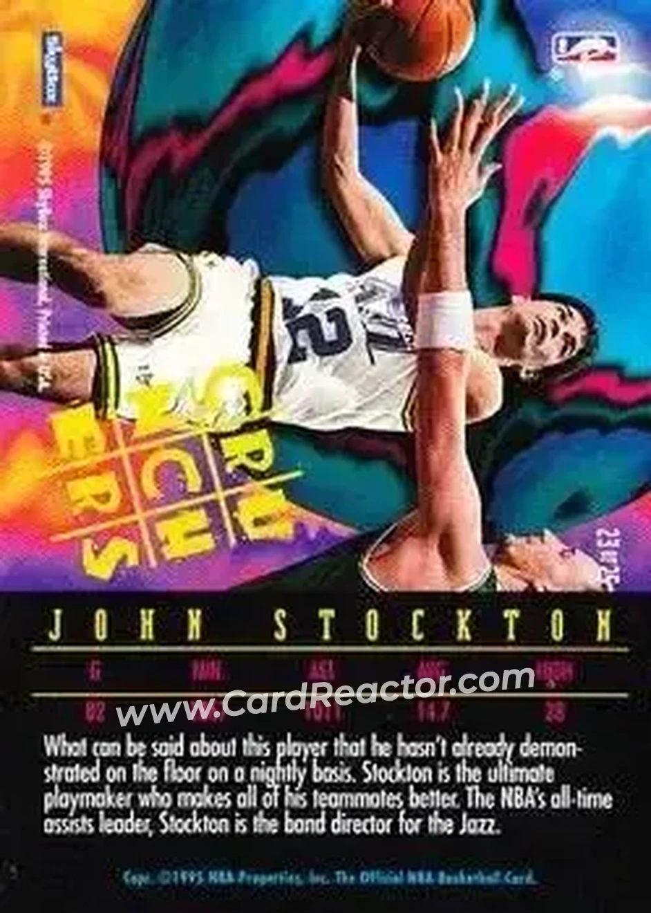 1995-96 Hoops - Number Crunchers #23 - John Stockton - Utah Jazz - Back