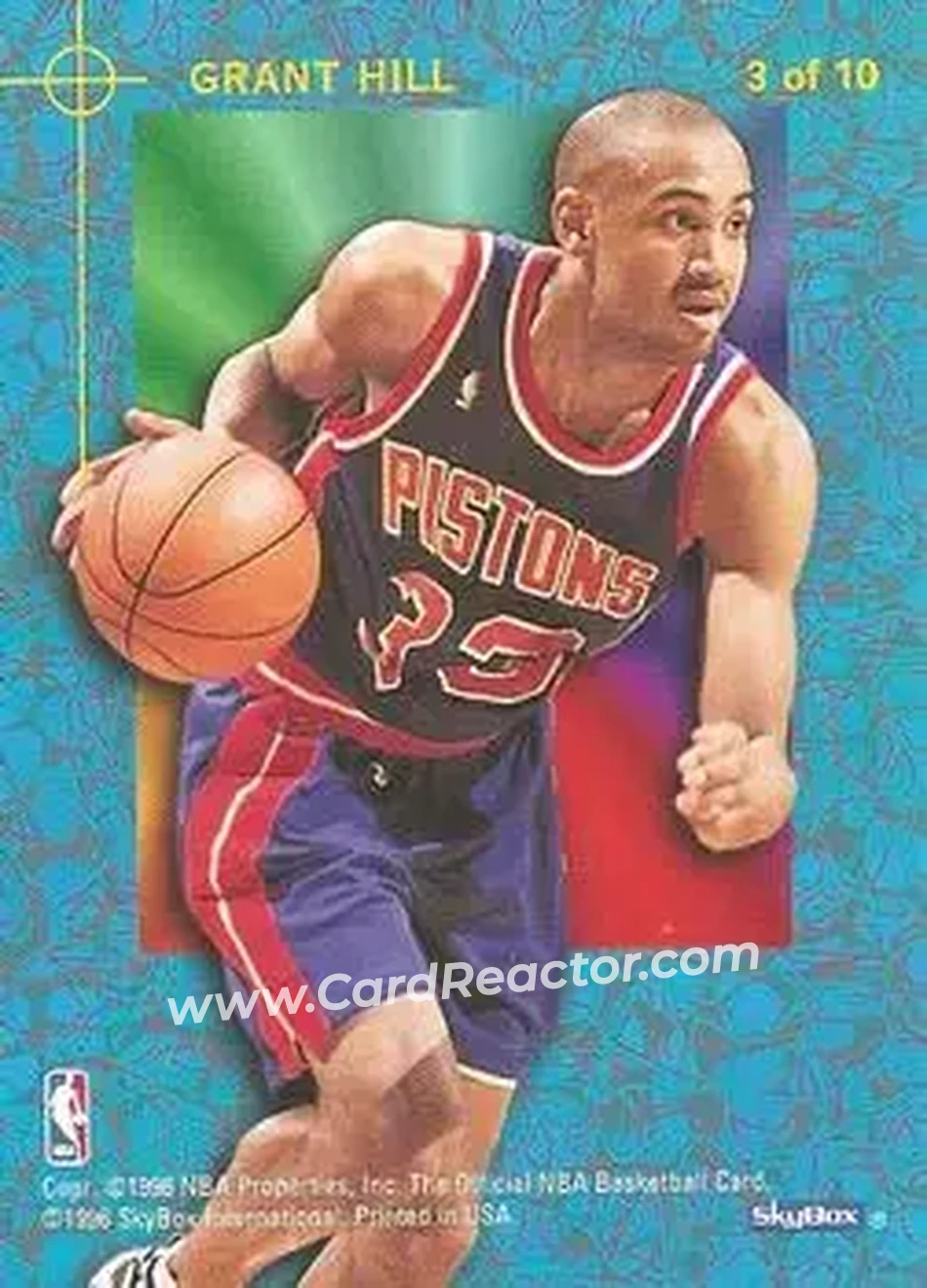 1995-96 Hoops - Power Palette #3 - Grant Hill - Detroit Pistons - Back