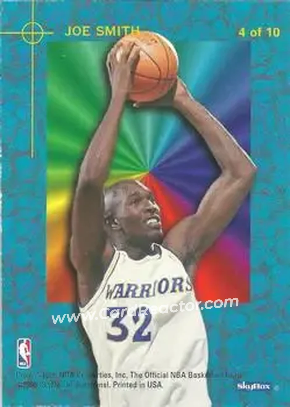 1995-96 Hoops - Power Palette #4 - Joe Smith - Golden State Warriors - Back