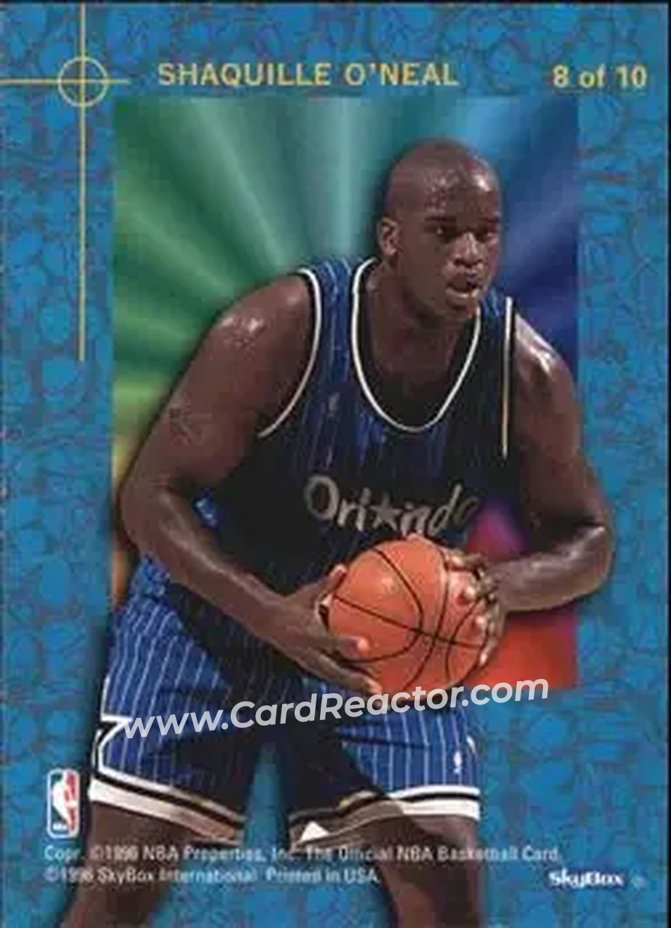 1995-96 Hoops - Power Palette #8 - Shaquille O'Neal - Orlando Magic - Back