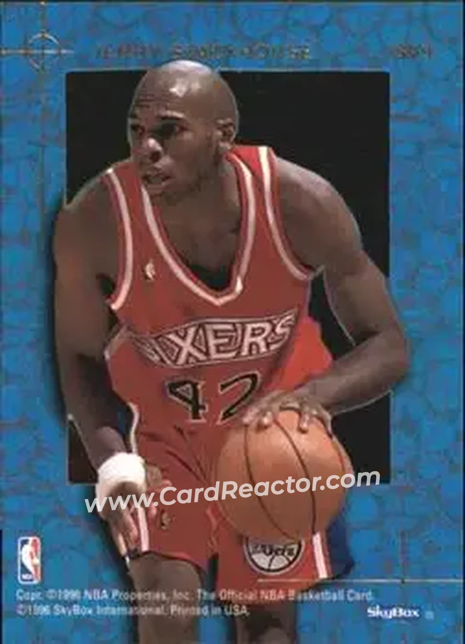 1995-96 Hoops - SkyView #SV9 - Jerry Stackhouse - Philadelphia 76ers - Back