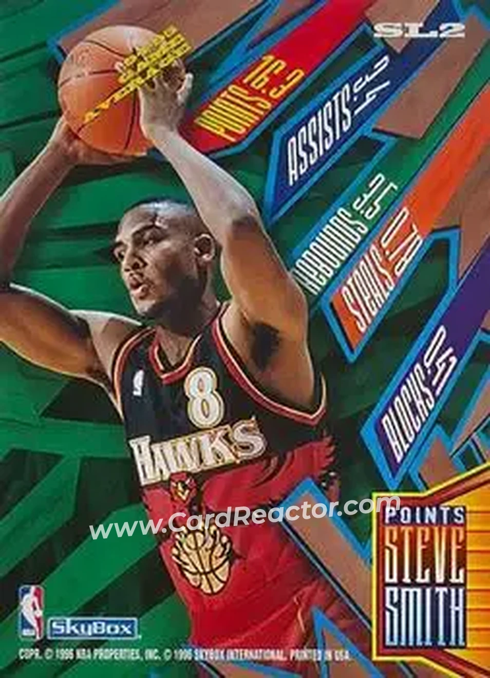 1995-96 Hoops - Slamland #SL2 - Steve Smith - Atlanta Hawks - Back