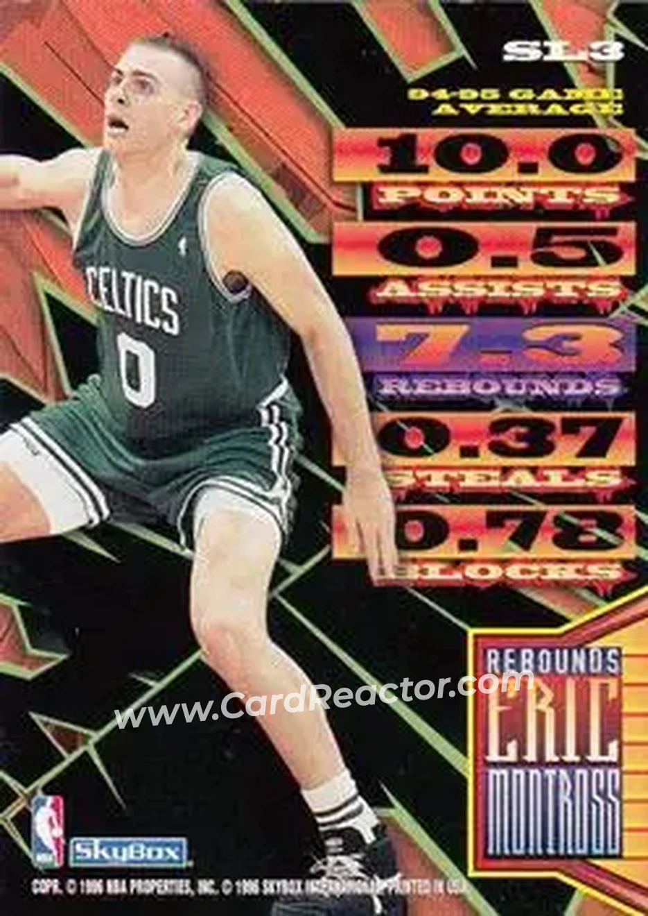 1995-96 Hoops - Slamland #SL3 - Eric Montross - Boston Celtics - Back