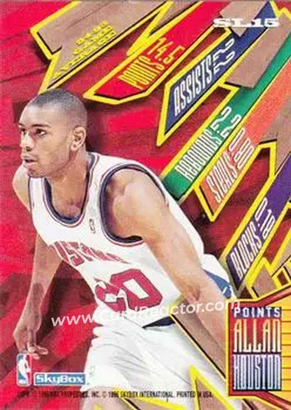 1995-96 Hoops - Slamland #SL15 - Allan Houston - Detroit Pistons - Back