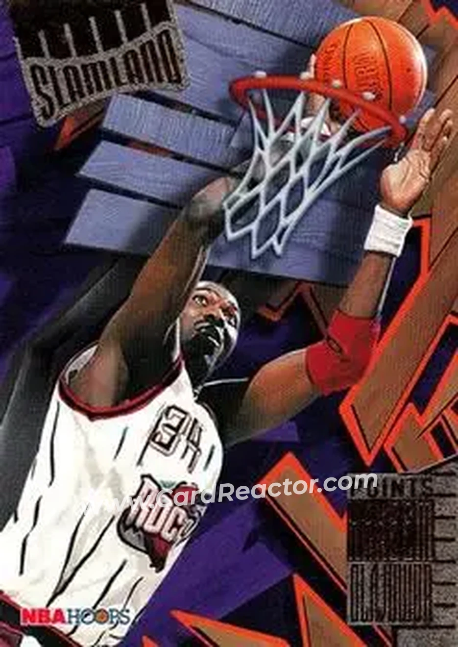 1995-96 Hoops - Slamland #SL19 - Hakeem Olajuwon - Houston Rockets - Front