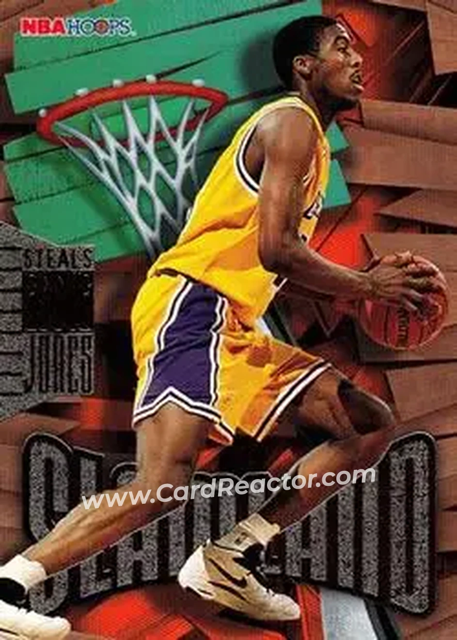 1995-96 Hoops - Slamland #SL23 - Eddie Jones - Los Angeles Lakers - Front