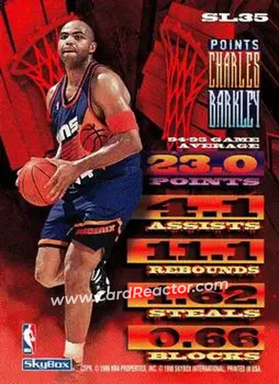1995-96 Hoops - Slamland #SL35 - Charles Barkley - Phoenix Suns - Back