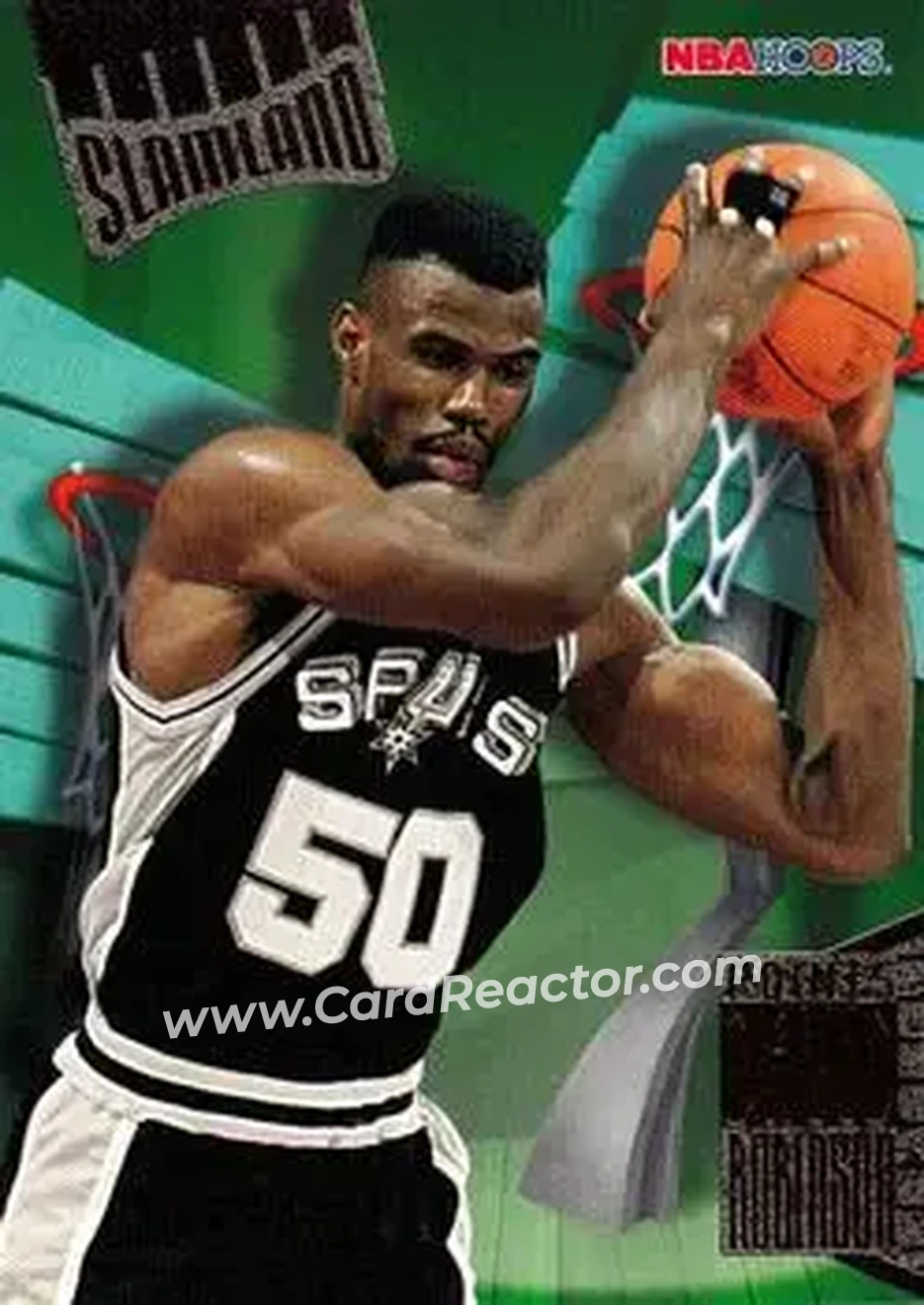 1995-96 Hoops - Slamland #SL42 - David Robinson - San Antonio Spurs - Front
