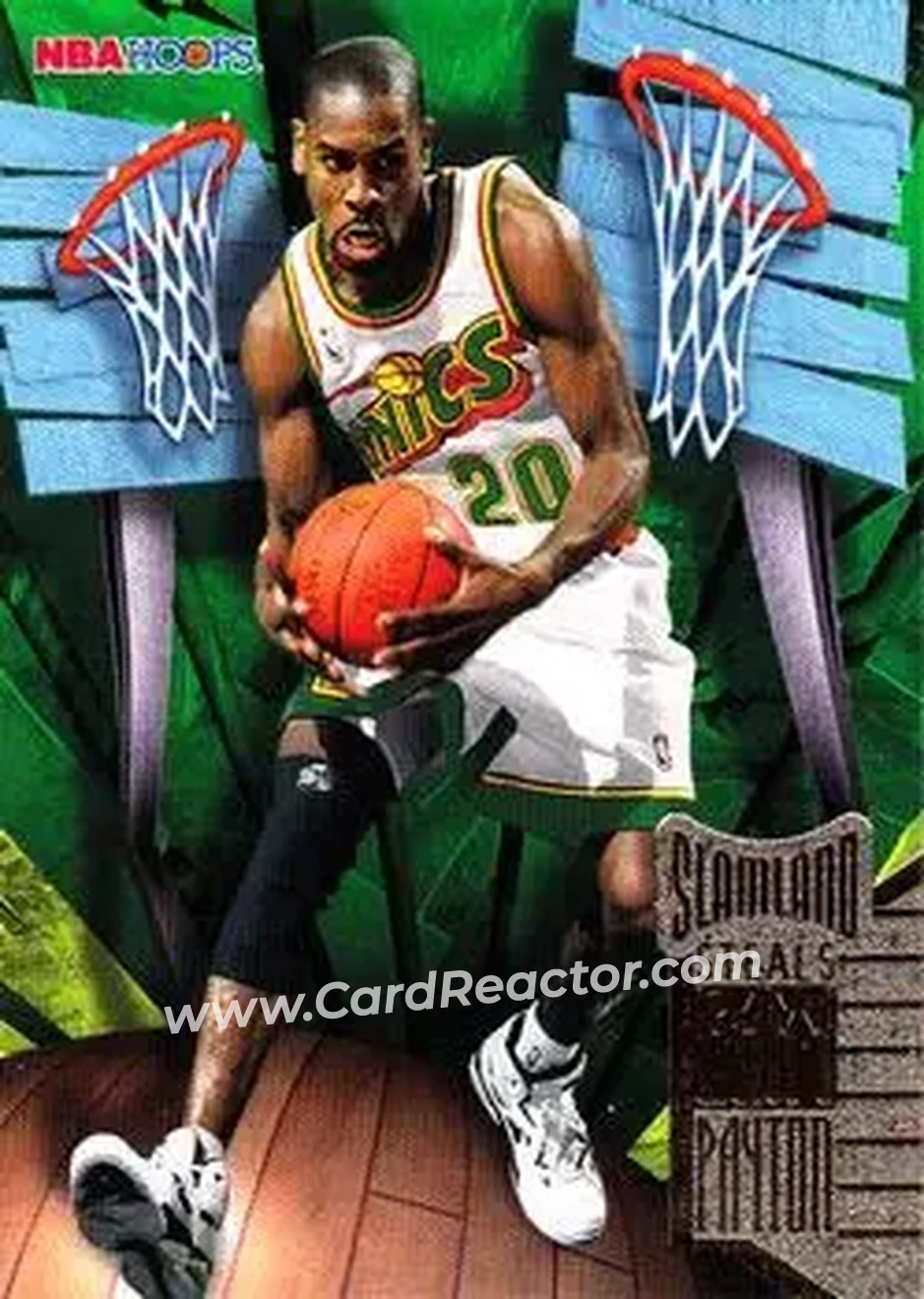 1995-96 Hoops - Slamland #SL43 - Gary Payton - Seattle SuperSonics - Front 1995-96 Hoops - Slamland #SL43 - Gary Payton - Seattle SuperSonics - Front