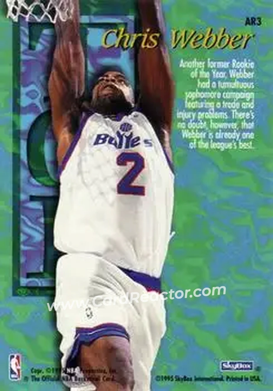 1995-96 Hoops - Top Ten #AR3 - Chris Webber - Washington Bullets - Back