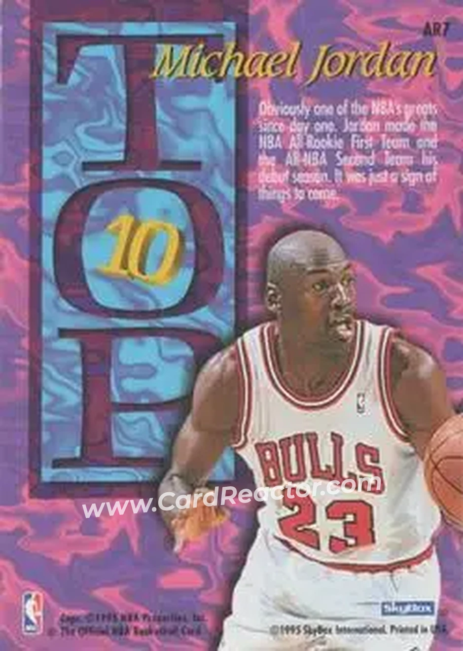 1995-96 Hoops - Top Ten #AR7 - Michael Jordan - Chicago Bulls - Back