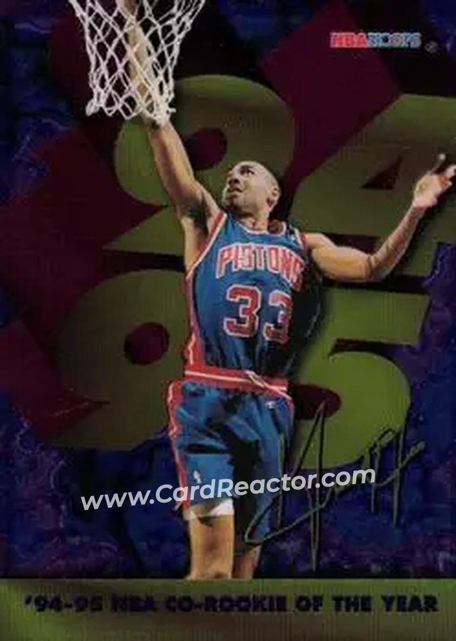 1995-96 Hoops - Grant Hill '94-95 NBA Co-Rookie of the Year Exchange #NNO - Grant Hill - Detroit Pistons - Front