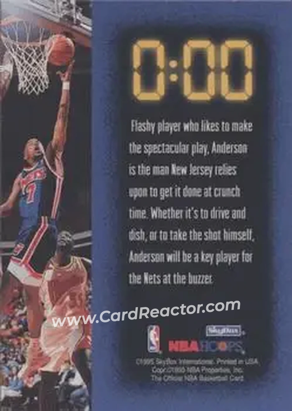1995-96 Hoops - 1995 National Convention Promos #NNO - Kenny Anderson - New Jersey Nets - Back