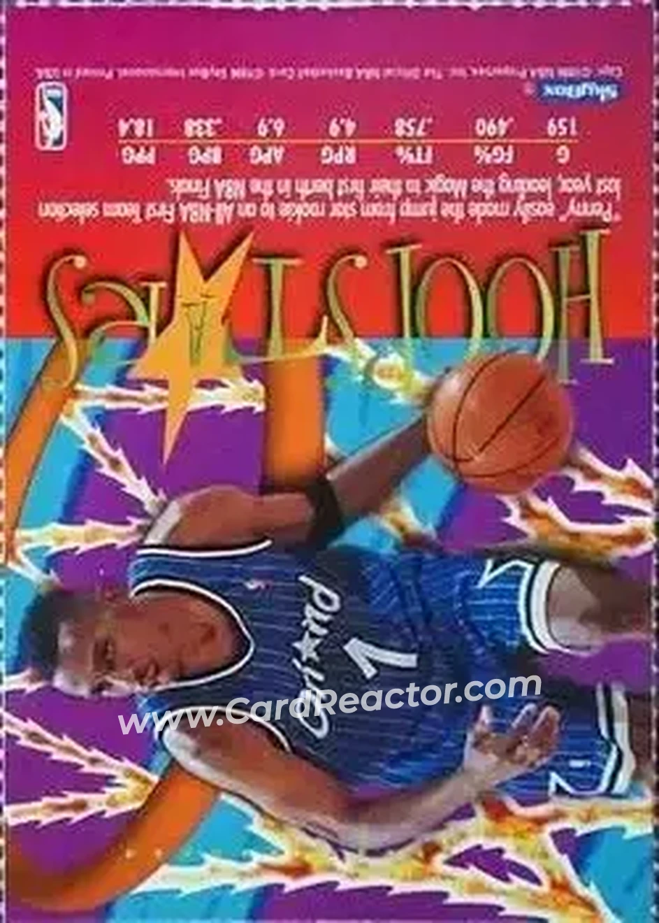 1995-96 Hoops - Series 2 Promo Singles #NNO - Anfernee Hardaway - Orlando Magic - Back