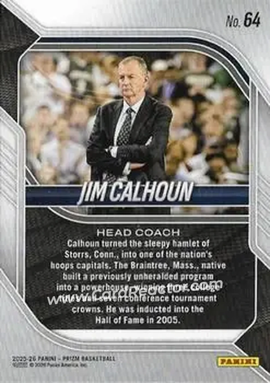 2025-26 Panini Prizm #64 - Jim Calhoun - Connecticut Huskies - Back