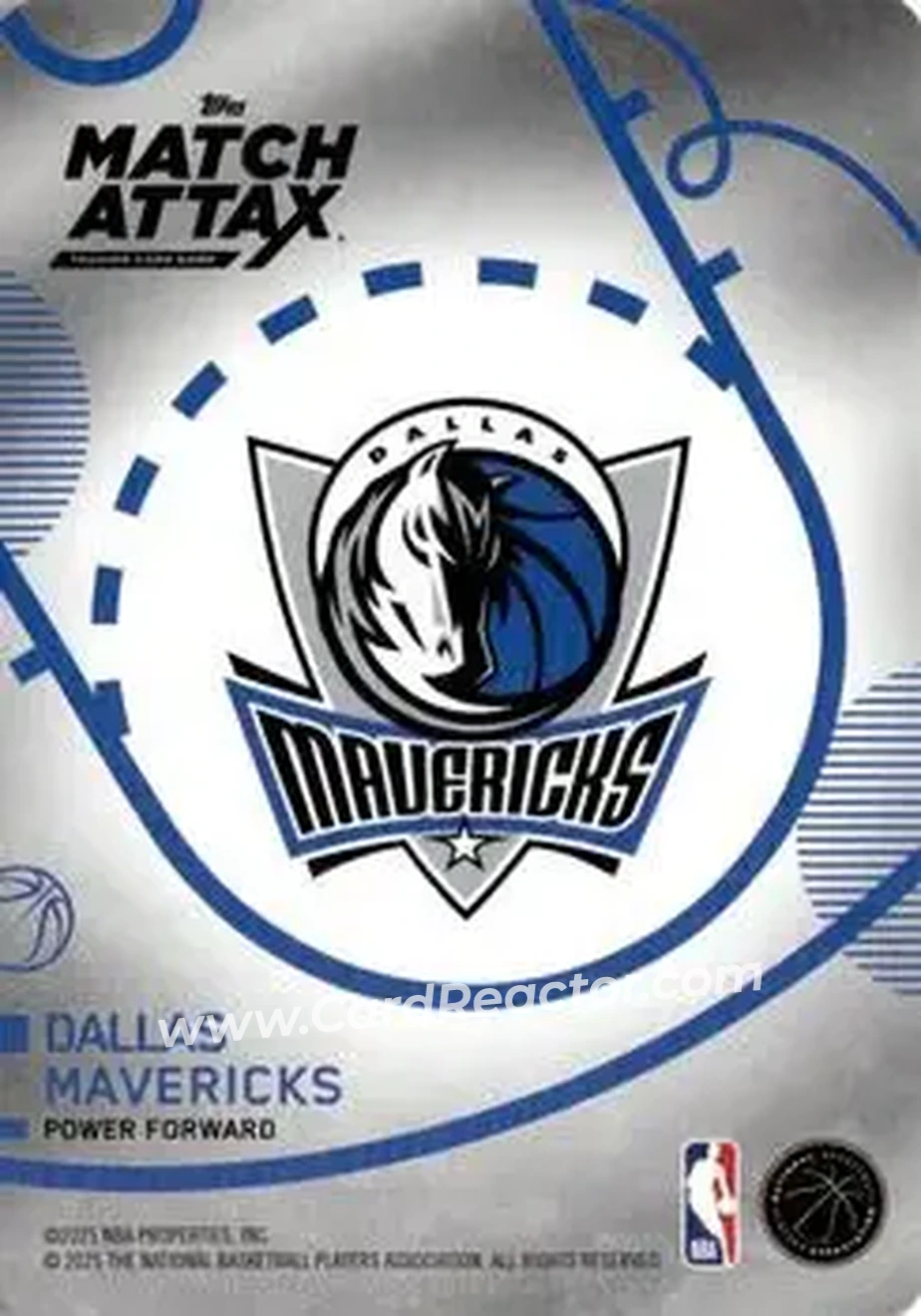 2025-26 Topps Match Attax #101 - Anthony Davis - Dallas Mavericks - Back