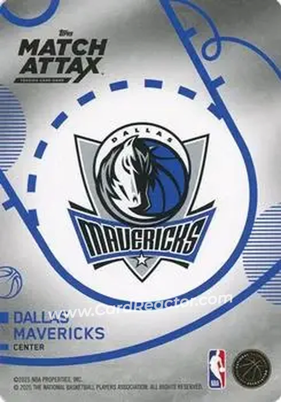 2025-26 Topps Match Attax #103 - Dereck Lively II - Dallas Mavericks - Back