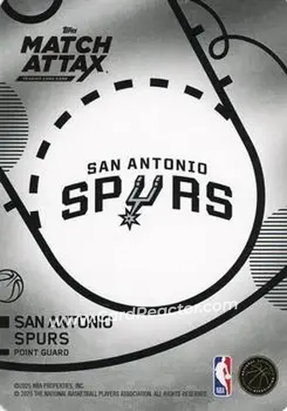 2025-26 Topps Match Attax #122 - Dylan Harper - San Antonio Spurs - Back