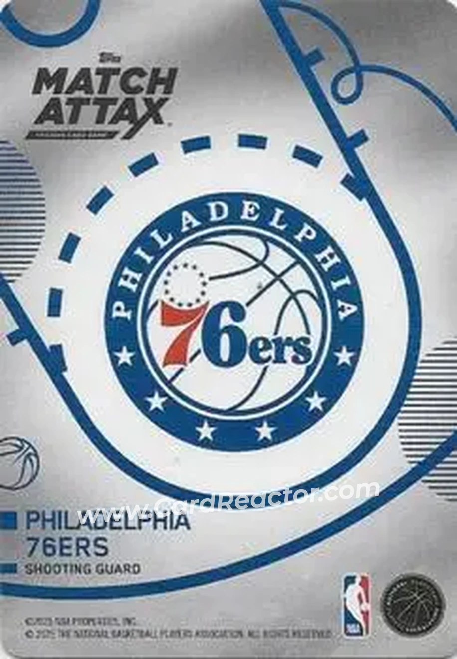 2025-26 Topps Match Attax #123 - VJ Edgecombe - Philadelphia 76ers - Back