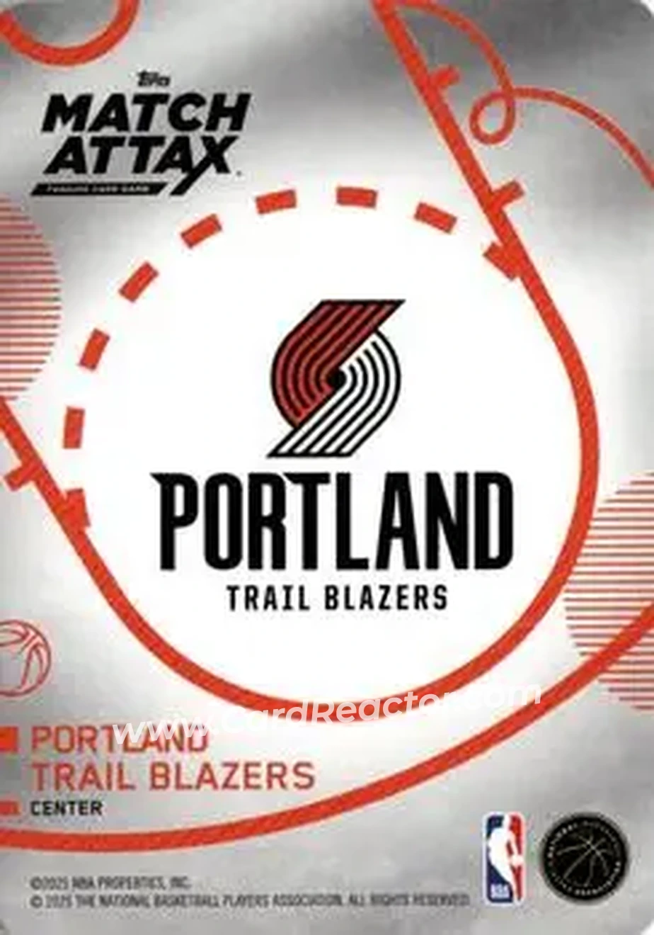 2025-26 Topps Match Attax #135 - Yang Hansen - Portland Trail Blazers - Back