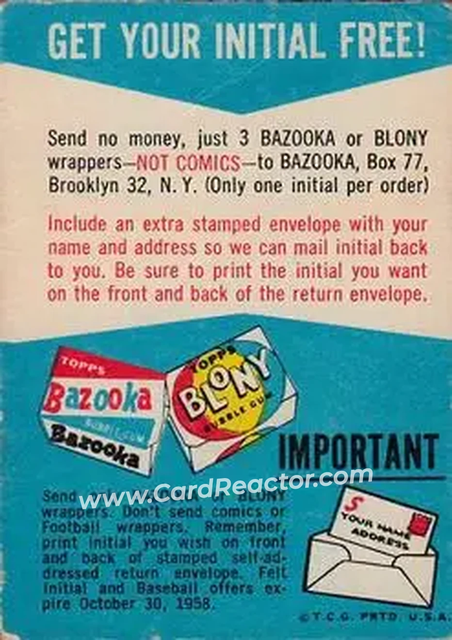 1958 Topps #NNO - Card #NNO - Back