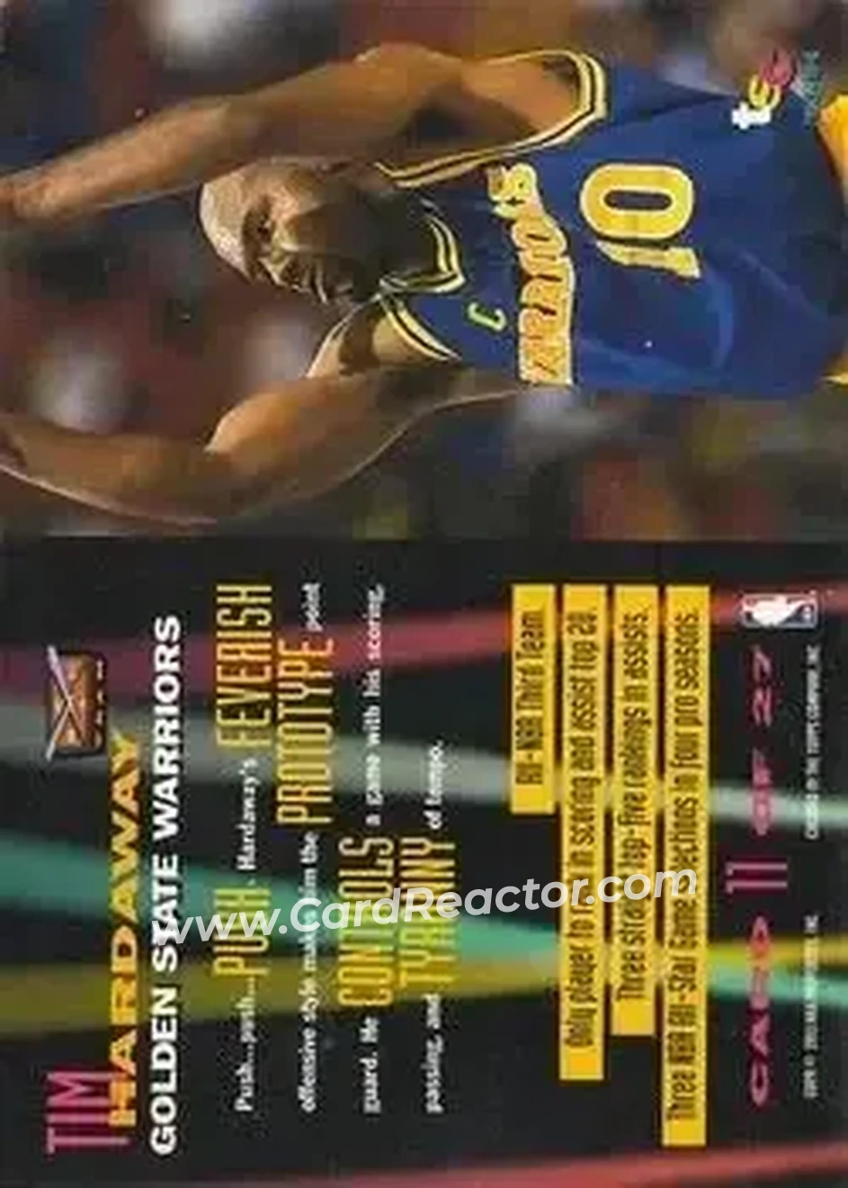 1993-94 Stadium Club - Beam Team Members Only Gold Stamp #11 - Tim Hardaway - Golden State Warriors - Back