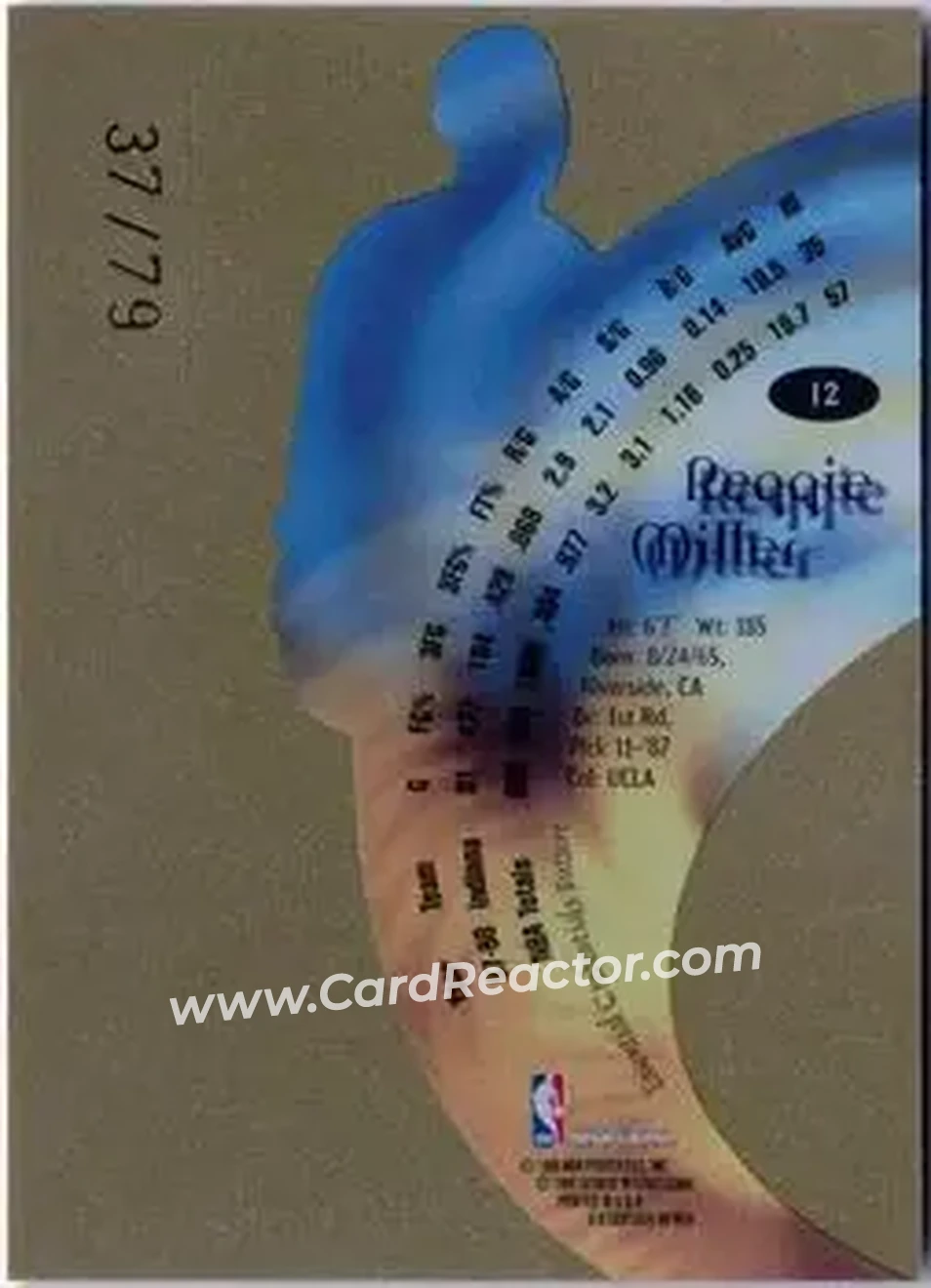 1998-99 SkyBox E-X Century - Essential Credentials Future #12 - Reggie Miller - Indiana Pacers - Back 1998-99 SkyBox E-X Century - Essential Credentials Future #12 - Reggie Miller - Indiana Pacers - Back