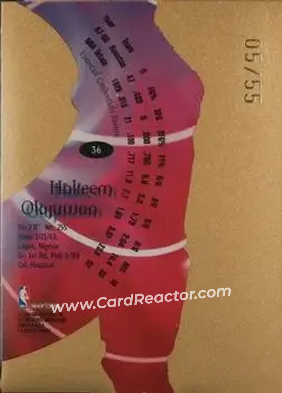 1998-99 SkyBox E-X Century - Essential Credentials Future #36 - Hakeem Olajuwon - Houston Rockets - Back 1998-99 SkyBox E-X Century - Essential Credentials Future #36 - Hakeem Olajuwon - Houston Rockets - Back