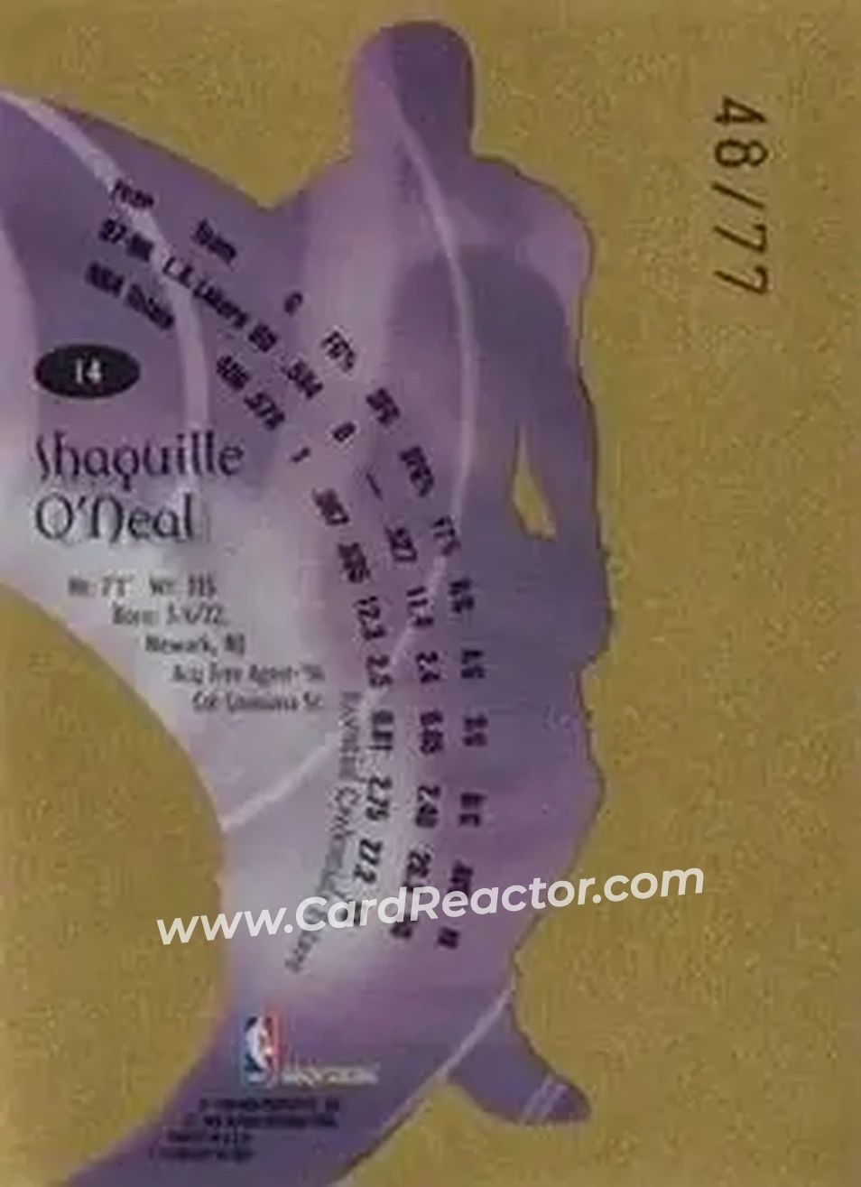 1998-99 SkyBox E-X Century - Essential Credentials Future #14 - Shaquille O'Neal - Los Angeles Lakers - Back
