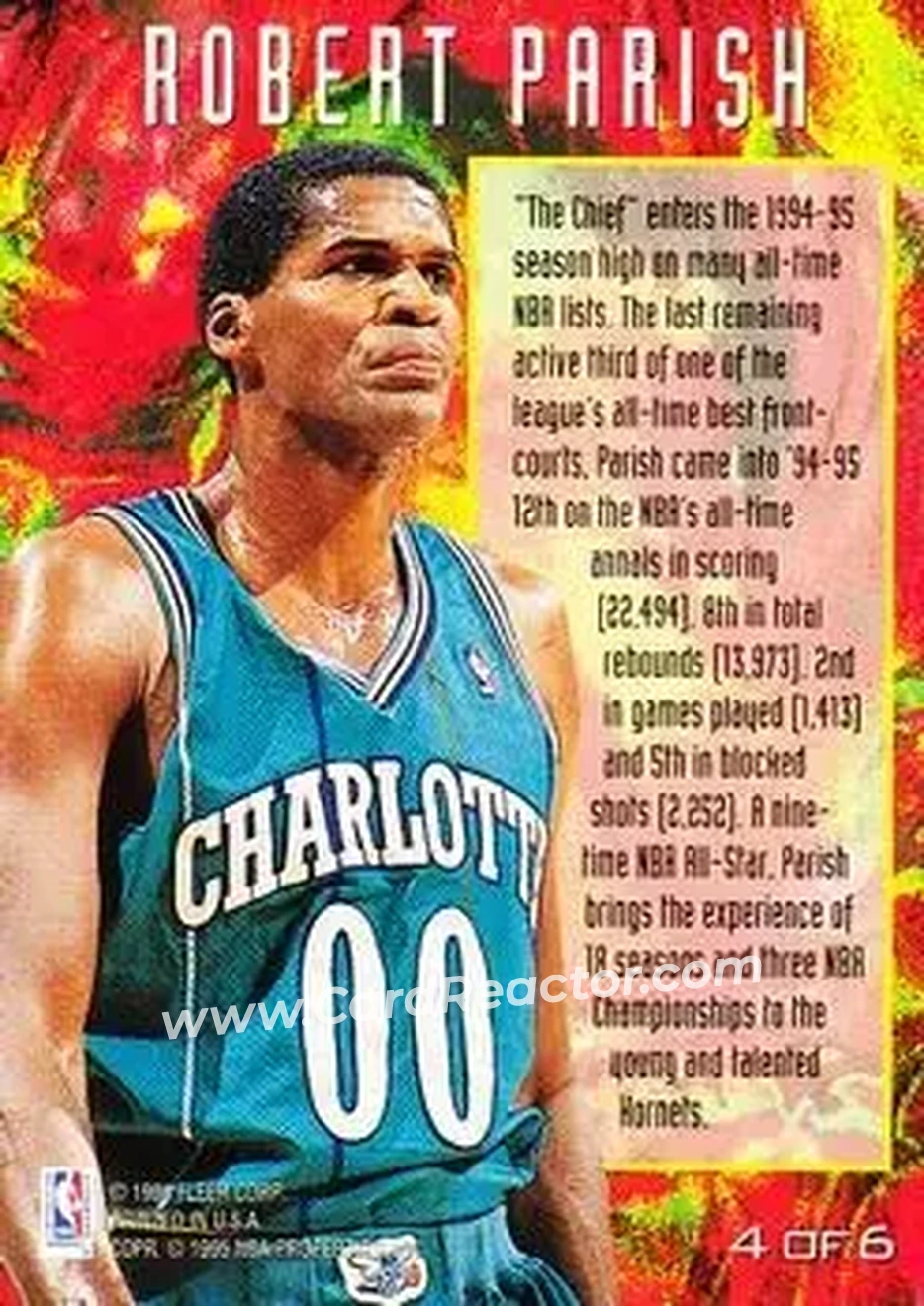 1994-95 Fleer - Super Stars #4 - Robert Parish - Charlotte Hornets - Back