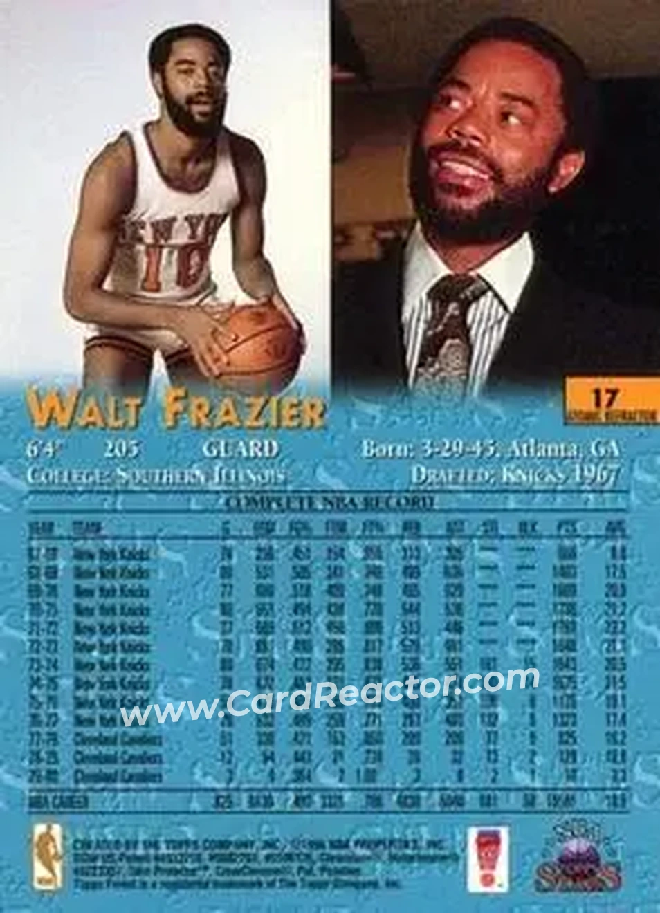 1996-97 Topps Stars - Finest Atomic Refractors #17 - Walt Frazier - New York Knicks - Back